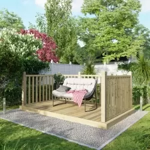 Image of Power 6 x 10ft Timber Decking Kit With Handrails On 3 Sides - Garden & Outdoor