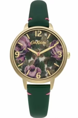 Image of Ladies Cath Kidston Oxford Rose Bottle Green Leather Strap Watch CKL001NG