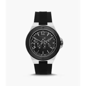 Image of Michael Kors Mens Lennox Three-Hand Silicone Watch - Black