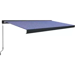 Image of Vidaxl - Manual Cassette Awning 500x300cm Blue and White Blue
