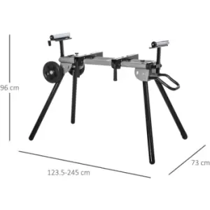 Image of DURHAND Stand for Miter Saw with Extensions Foldable Wheels Grey Black