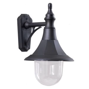 Image of 1 Light Outdoor Wall Lantern Light Black Polycarbonate IP44, E27