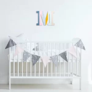 Image of Alphabet M Multicolor Decorative Wooden Wall Accessory