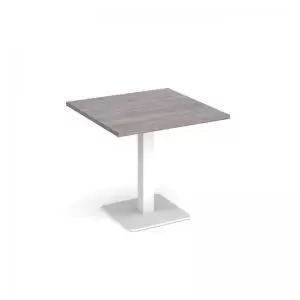 Image of Brescia square dining table with flat square white base 800mm - grey