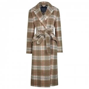 Image of Jack Wills Blythe Long Checked Robe Coat - Sand