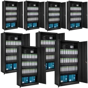 Image of Tectake - 8x Filing cabinet with 5 shelves - metal filing cabinet, office cabinet, home filing cabinet - Black - black