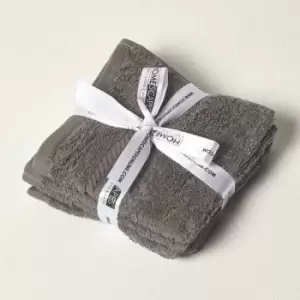 Image of HOMESCAPES Slate Grey 100% Combed Egyptian Cotton Set of 4 Face Cloths 500 GSM - Slate