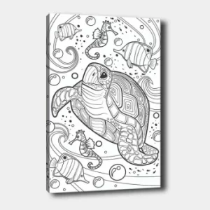 Image of MANDALA92 White Black Decorative Canvas Painting