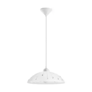 Image of Pendant Light Colour White Shade White Clear Satin Glass Crystal Bulb E27 1x60W