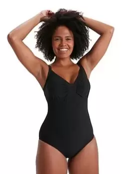Image of Speedo Watergem Shaping Swimsuit, Black, Size 34, Women