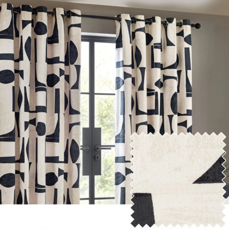 Image of Hoem Carro Abstract Eyelet Curtains In Dusk 229 X 229Cm 5.02553E+12