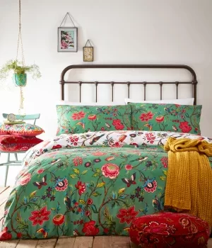Image of Furn. Pomelo Green Reversible Duvet Cover and Pillowcase Set Green