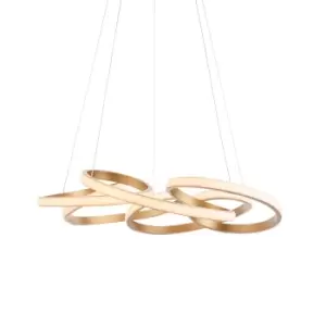 Image of Forli Single Pendant Ceiling Lamp, Satin Gold Paint, White