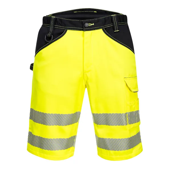 Image of Portwest PW3 Hi Vis Work Shorts PW348YBR38 Colour: Yellow / Black