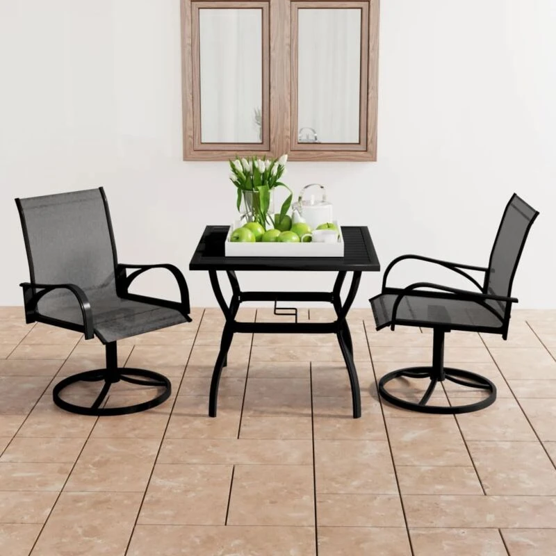 Image of MINKUROW 3 Piece Garden Dining Set Textilene and Steel vidaXL YX3060281