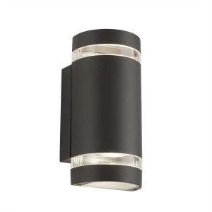 Image of 2 Light Outdoor Up & Down Wall Light Grey IP44, GU10