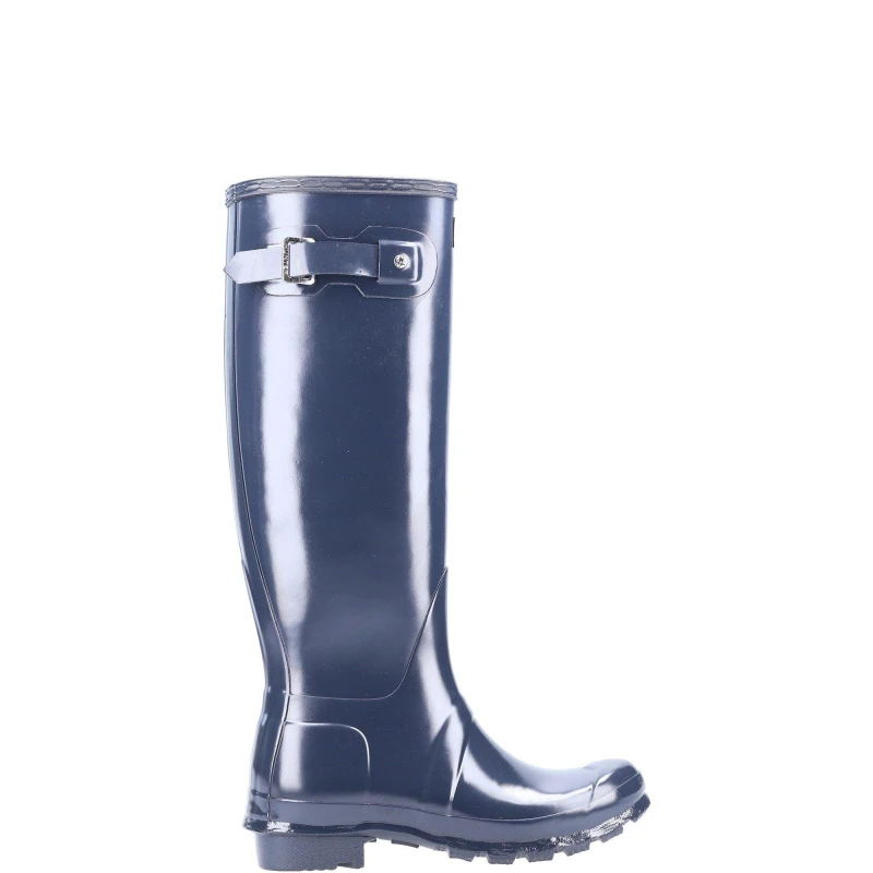 Image of Hunter Womens Original Tall Gloss Wellies Wellington Boots - UK 3 Blue female GDE2863NVY3
