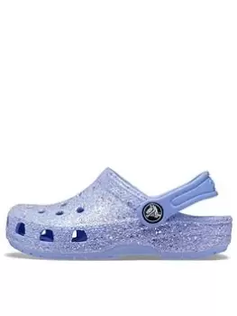 Image of Crocs Classic Glitter Clog Toddler Sandal, Blue, Size 9 Younger