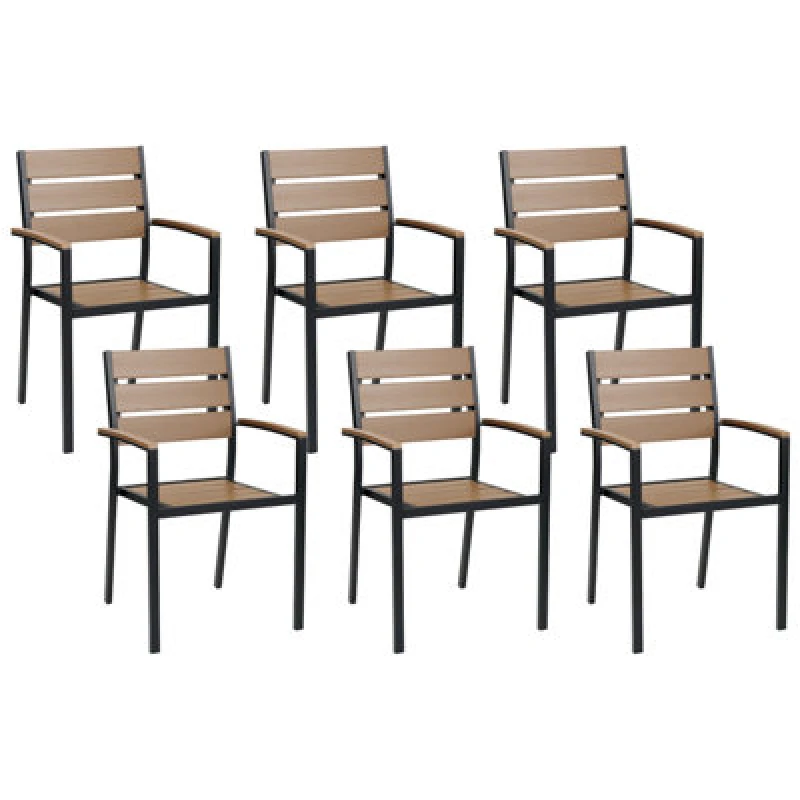 Image of Beliani Set Of 6 Garden Chairs Vernio Brown/ Black