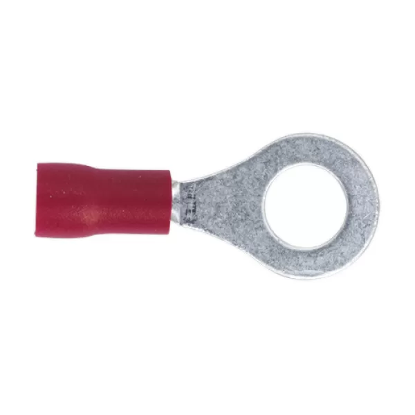 Image of Genuine SEALEY RT26 Easy-Entry Ring Terminal Ø6.4mm (1/4) Red Pack of 100