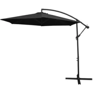 Image of Monster Shop - 3m Cantilever Garden Parasol Banana Hanging Umbrella Winding - Black