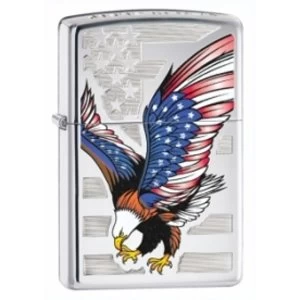 Image of Zippo Eagle Flag High Polish Chrome Windproof Lighter
