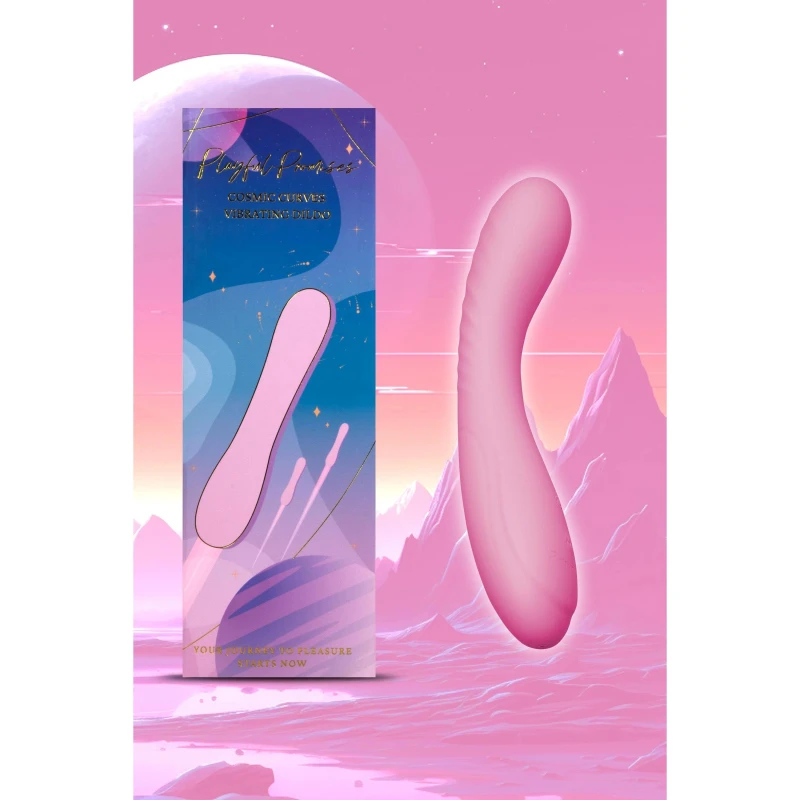 Image of Playful Promises Cosmic Curves Vibrating Dildo Pink unisex O/S