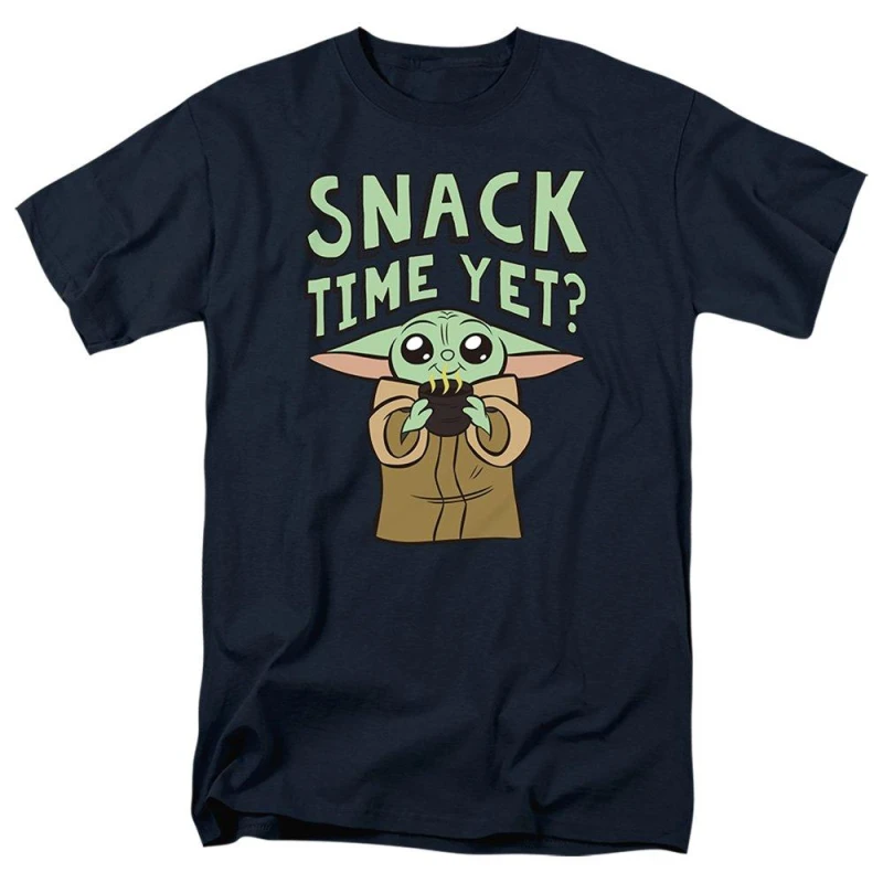 Image of Star Wars Men Star Wars Grogu Snack Time Mens T-Shirt Navy Size: Medium Navy M Male 5052777760200