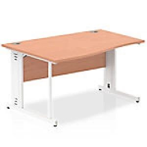 Image of Impulse 1400 Left Hand White Cable Managed Leg Wave Desk Beech