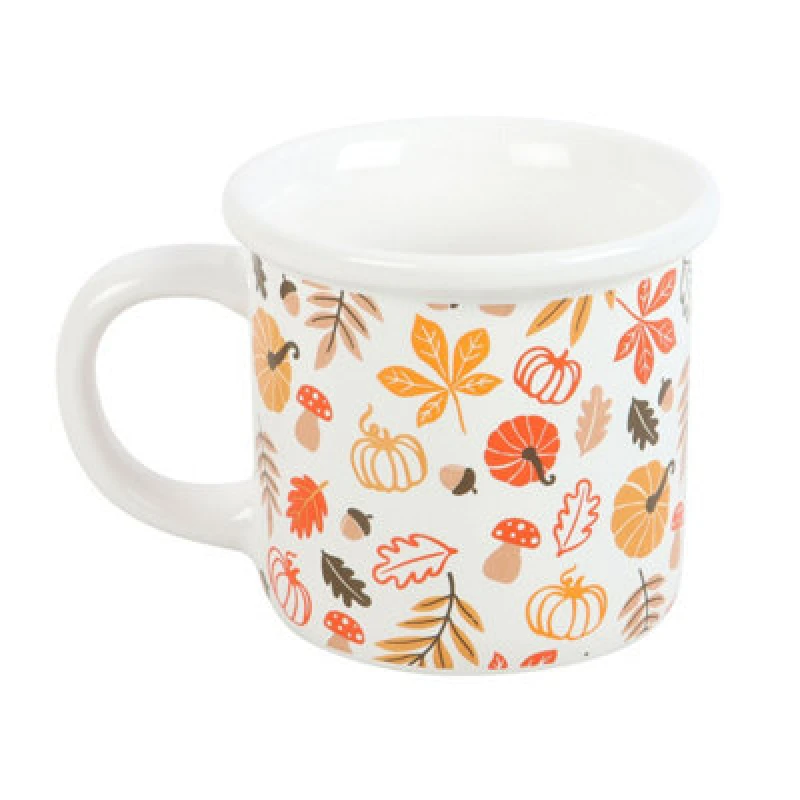 Image of Something Different Something Different Autumn Leaves And Pumpkins Mug in White White One Size Unisex 5063527922922