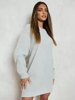 Image of Boohoo Crew Neck Jumper Dress - Silver Size M Women