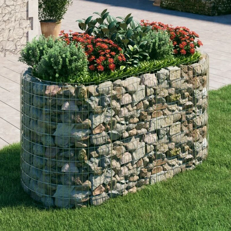 Image of vidaXL Gabion Raised Bed Galvanised Iron 200x100x100 cm, Silver 152045