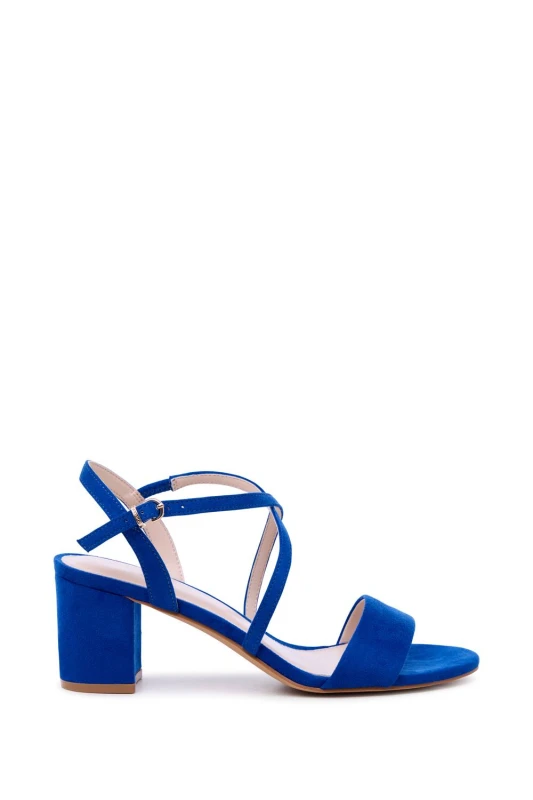 Image of Paradox London Womens Honeysilk' Wide Fit Block Heel Sandals in Royal Size: 6E Royal Female 6E