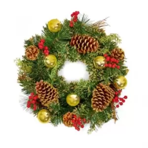 Image of Premier Christmas Dressed Wreath (40cm) (Gold)