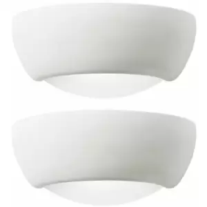 Image of 2 pack Dimmable LED Wall Light Unglazed Ceramic Semi Dome Lounge Lamp Fitting