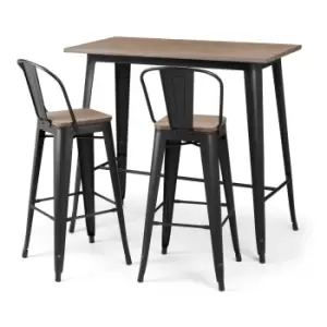 Image of Grafton Bar Set with 2 Stools Black