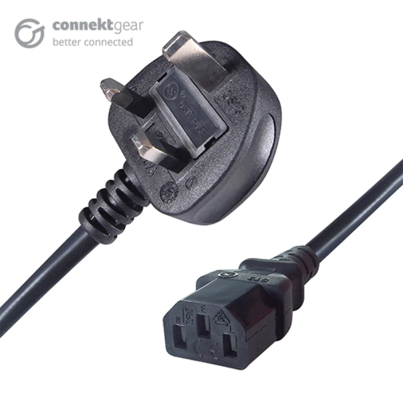 Image of connektgear 2m UK Mains Power Cable UK Plug to C13 Socket - LSZH