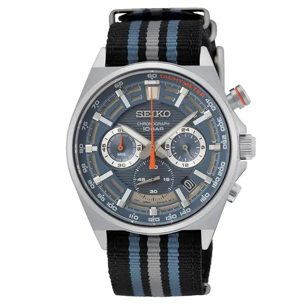 Image of Seiko SSB409P1 Stainless Steel Nato Striped Nylon Strap Watch - W24133