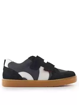Image of Start-rite Enigma Boys Black Suede Leather/canvas Double Riptape Trainers - Black, Size 9.5 Younger