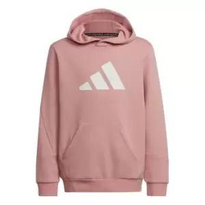 Image of adidas 3 Bar Fleece Hoodie Junior Girls - Pink