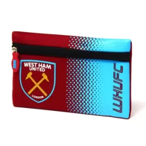Image of West Ham United FC Fade Flat Pencil Case (One Size) (Claret/Blue)