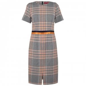 Image of Hugo Boss Koni Dress Orange Check Size L Women