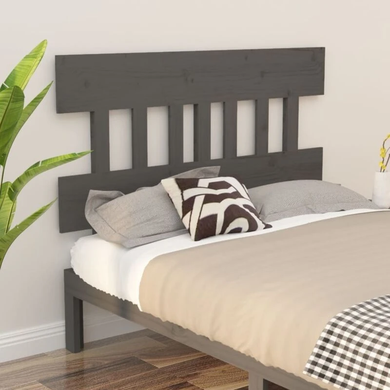 Image of Vidaxl Bed Headboard Grey 138.5X3X81cm Solid Wood Pine, Grey 819117
