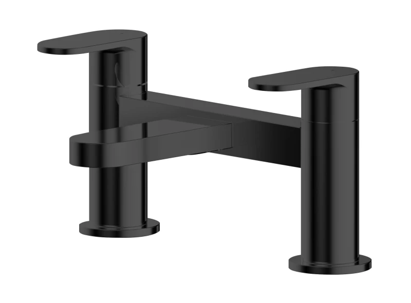 Image of Balterley Current Round Deck Mounted Bath Filler Tap - Matt Black Black