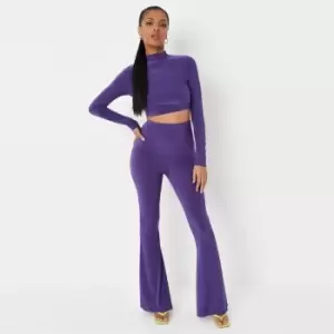 Image of Missguided High Neck Backless Top and Flare - Purple