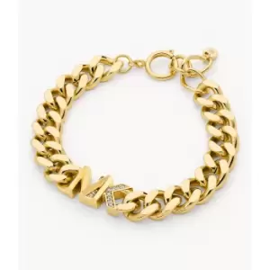 Image of Michael Kors Womens 14K -Plated Statement Logo Line Bracelet - Gold