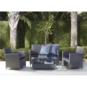 Image of Malmo 4 Piece Wicker Patio Conversation Set, Grey