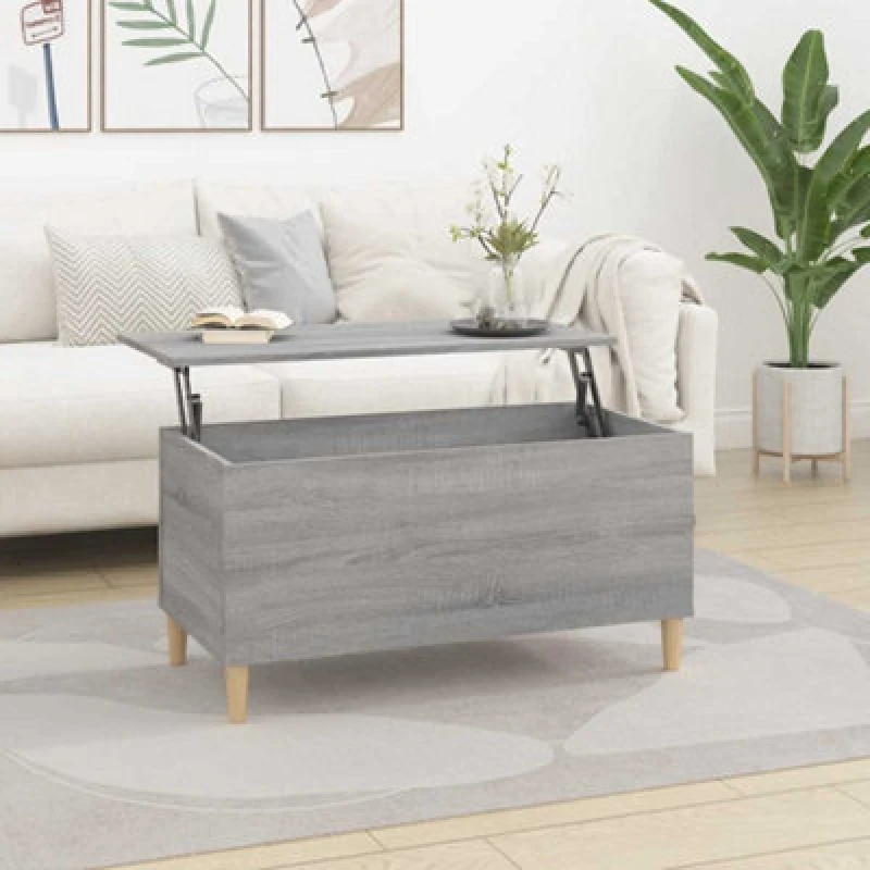 Image of vidaXL Coffee Table Grey Sonoma 90x44.5x45cm Engineered Wood, Grey 819586