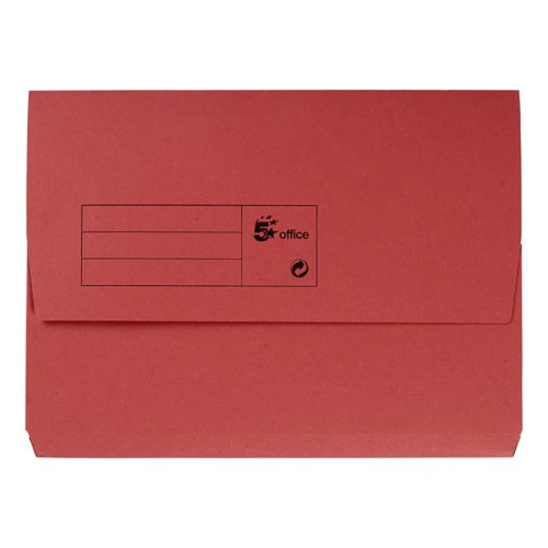 Image of 5 Star office 5 Star Office Document Wallet Half Flap 285gsm Recycled Capacity 32mm A4 Red (Pack of 50) 913861