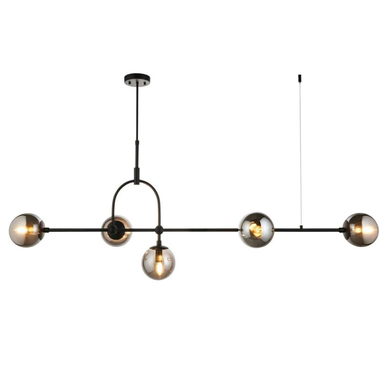 Image of Trieste Bar Pendant Ceiling Light Matt Black, Smoked Mirror Glass